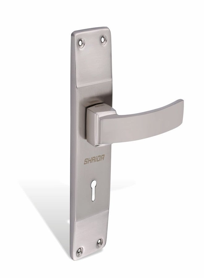 شريدا طقم مقبض قفل باب فولاذي من SHRIDA مع جسم قفل نحاسي مع 3 مفاتيح / أقفال أبواب نقر للباب الرئيسي / قفل باب غرفة النوم / أقفال الأبواب الرئيسية للمنزل (لون فضي، 552) - Image 1